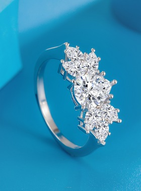 钻石之乡河南商丘气质潮流感马眼钻雪花形戒指 时尚个性锦簇a0234