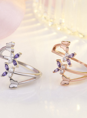 钻石之乡河南商丘金嘉华热卖时尚锆石欧美创意蝴蝶开口戒指 a0156