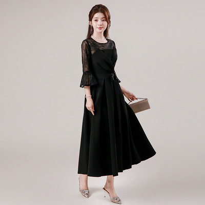 日常蕾丝东南亚宴会礼服2026新款时尚潮流气质跨境年会连衣a4358