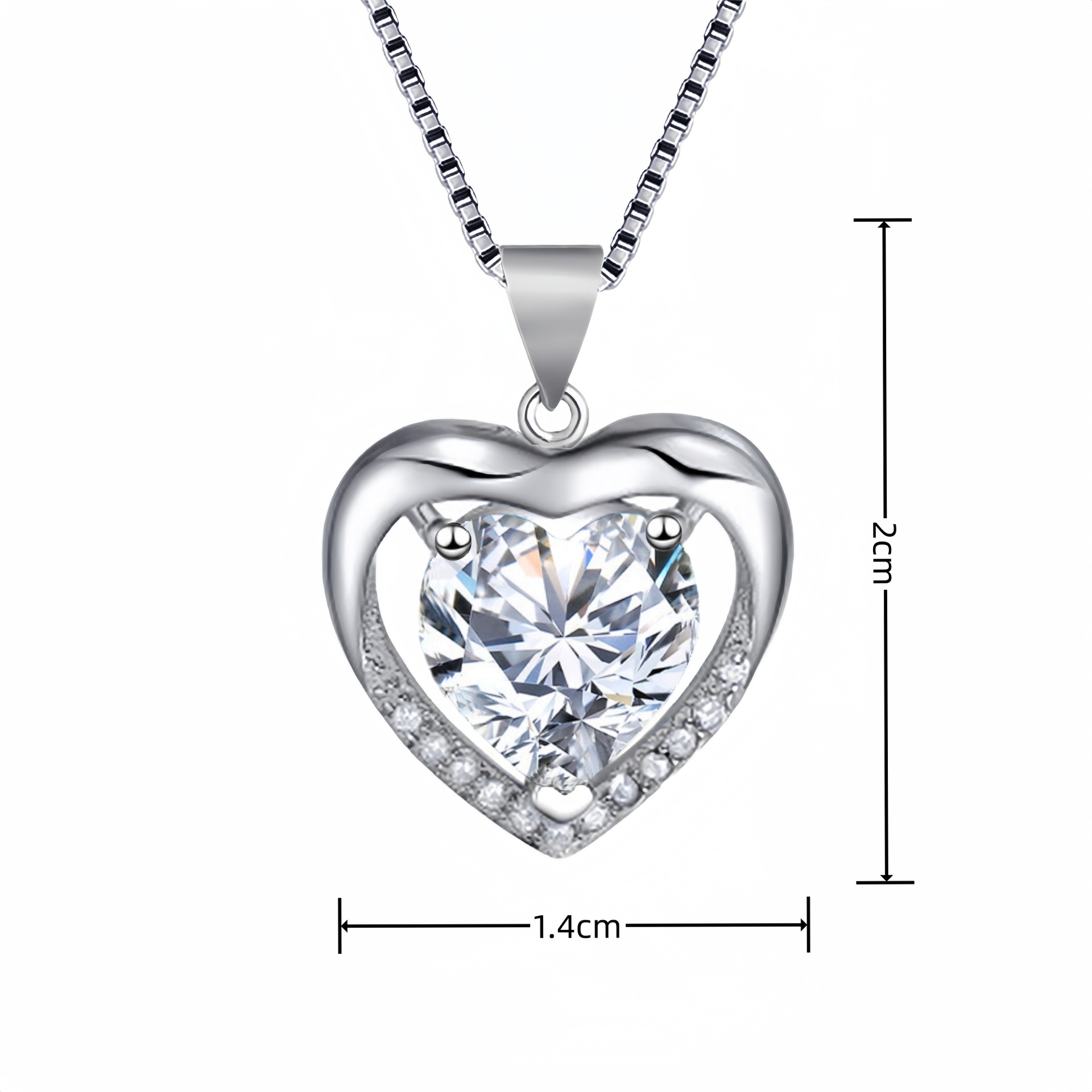 钻石之乡河南柘城河南人工钻石韩版热卖气质桃心心形女士项链 镀