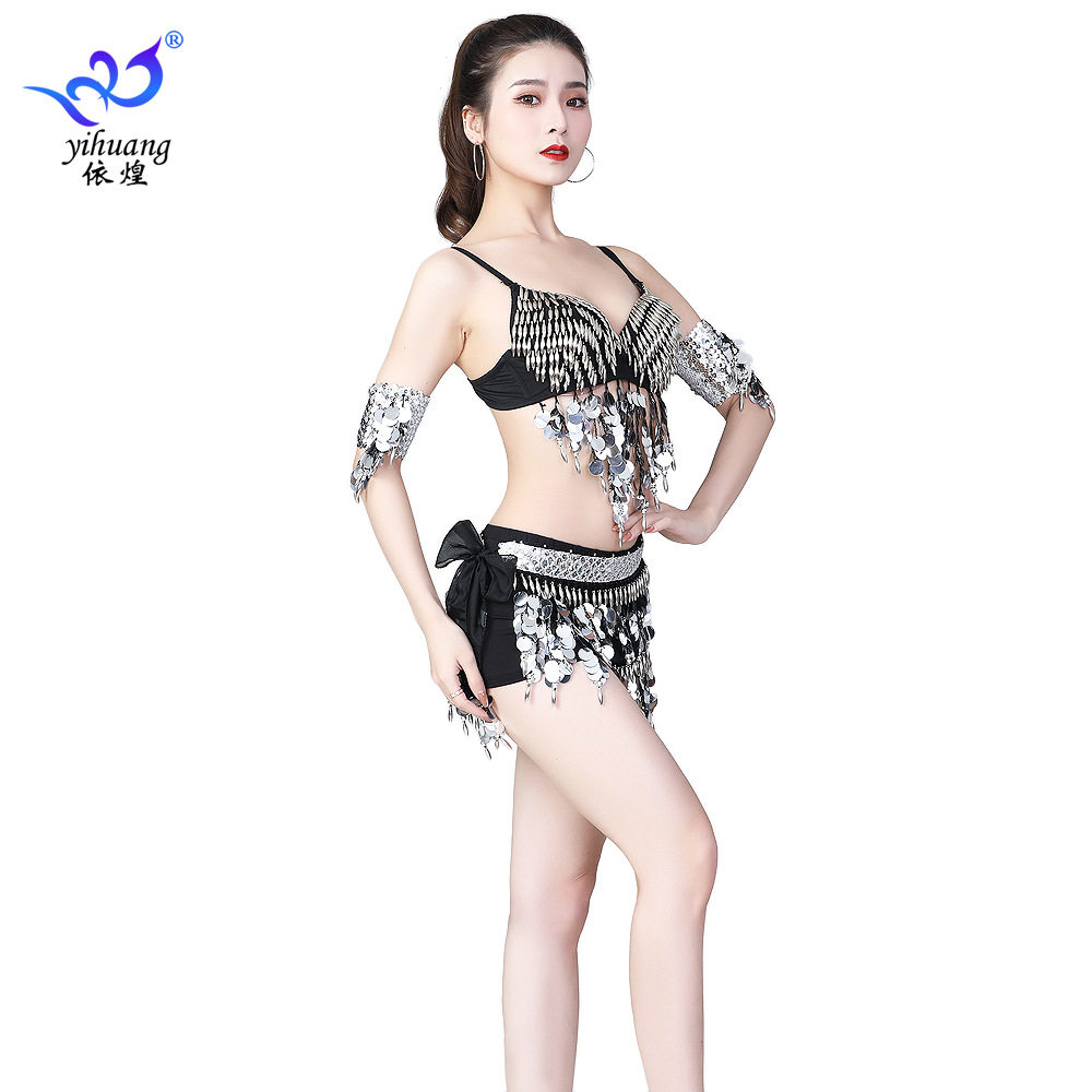 舞台表演服亮片文胸演出服套装开场舞亮片流苏比基尼服装印a5475