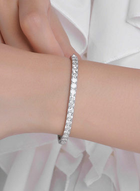 钻石之乡河南钻石商丘人造钻石30分手镯纯银满钻开单排钻手a2626