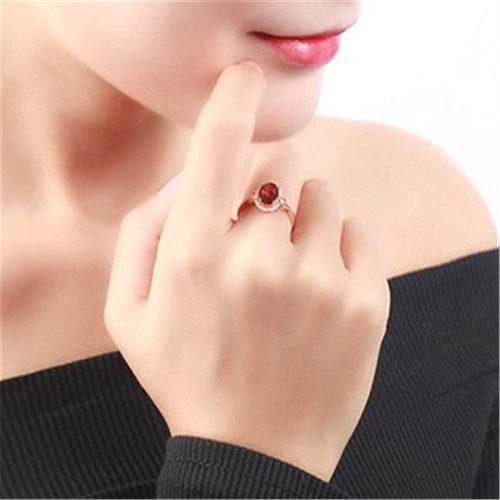 钻石之乡河南商丘欧美热卖亚马逊创意红宝石戒指 镀18K玫瑰a2836