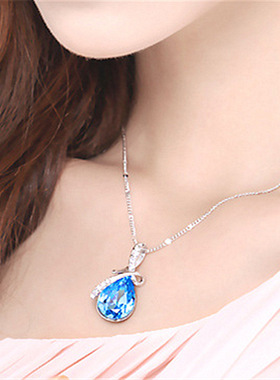 钻石之乡河南商丘饰品 韩版饰品镀银项链 水滴形天使泪吊坠 a2919