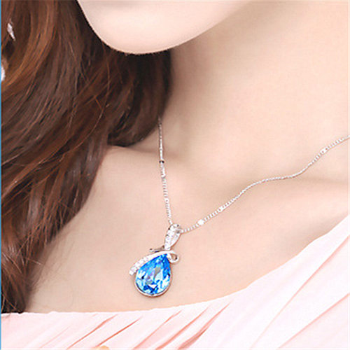 钻石之乡河南商丘饰品 韩版饰品镀银项链 水滴形天使泪吊坠 a2919