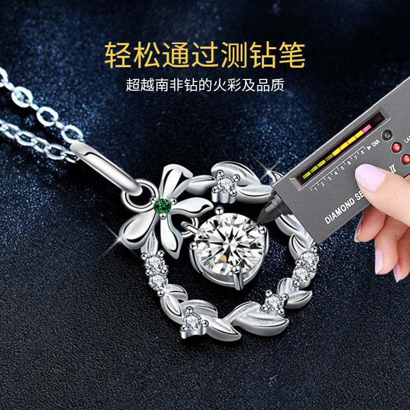 钻石之乡河南柘城河南人工钻石原创项链花环圣诞莫桑石饰品925纯