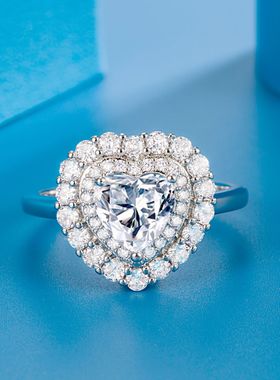 钻石之乡河南商丘欧美奢华满钻桃心形锆石戒指 心形满钻大心a2641