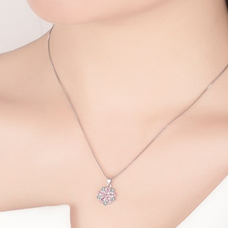 钻石之乡河南柘城河南人工钻石日系韩版樱花简约甜美吊坠 微镶锆