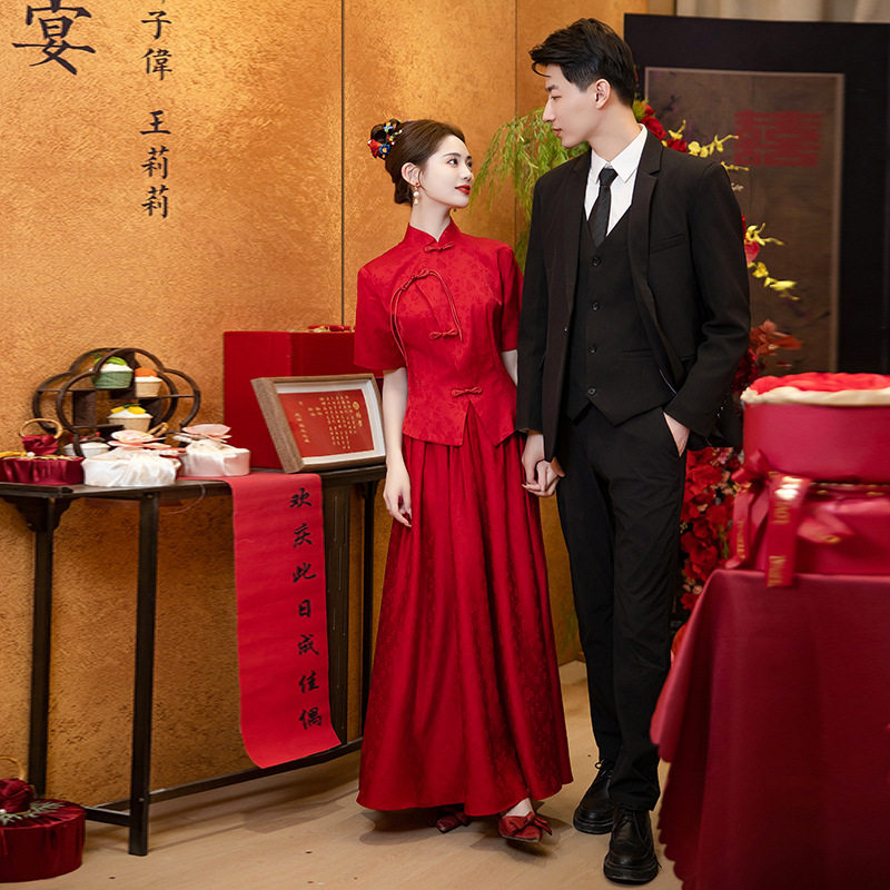 新中式敬酒服2025新娘新款高级感结婚礼服红色订婚服小个子a4269