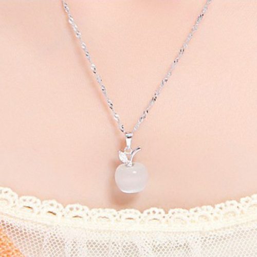 钻石之乡河南商丘经典猫眼石立体苹果吊坠项链 镀白金流行饰a2538