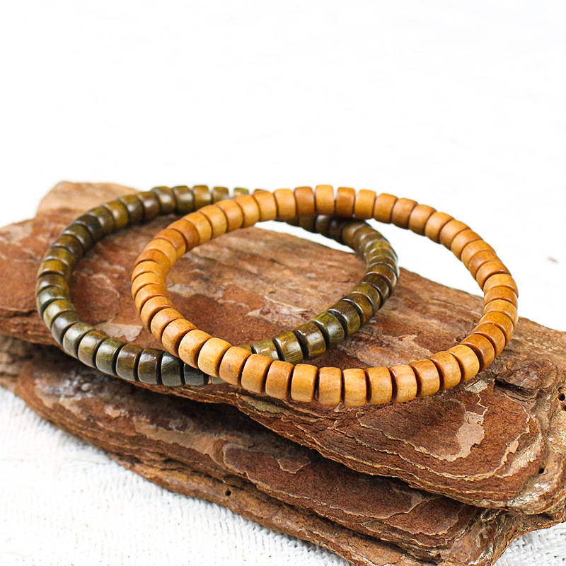 菩提之乡中国海南檀木药片珠手串绿檀黑檀新中式情侣手链木质简约