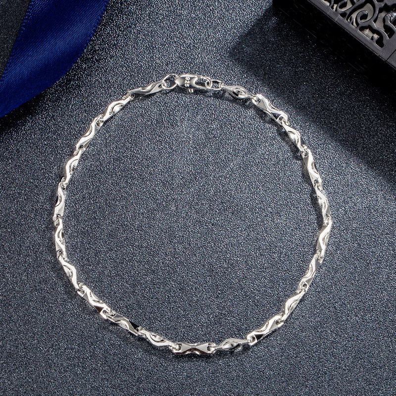 钻石之乡河南柘城河南人工钻石气质镀银元宝手链潮简约手链 潮流