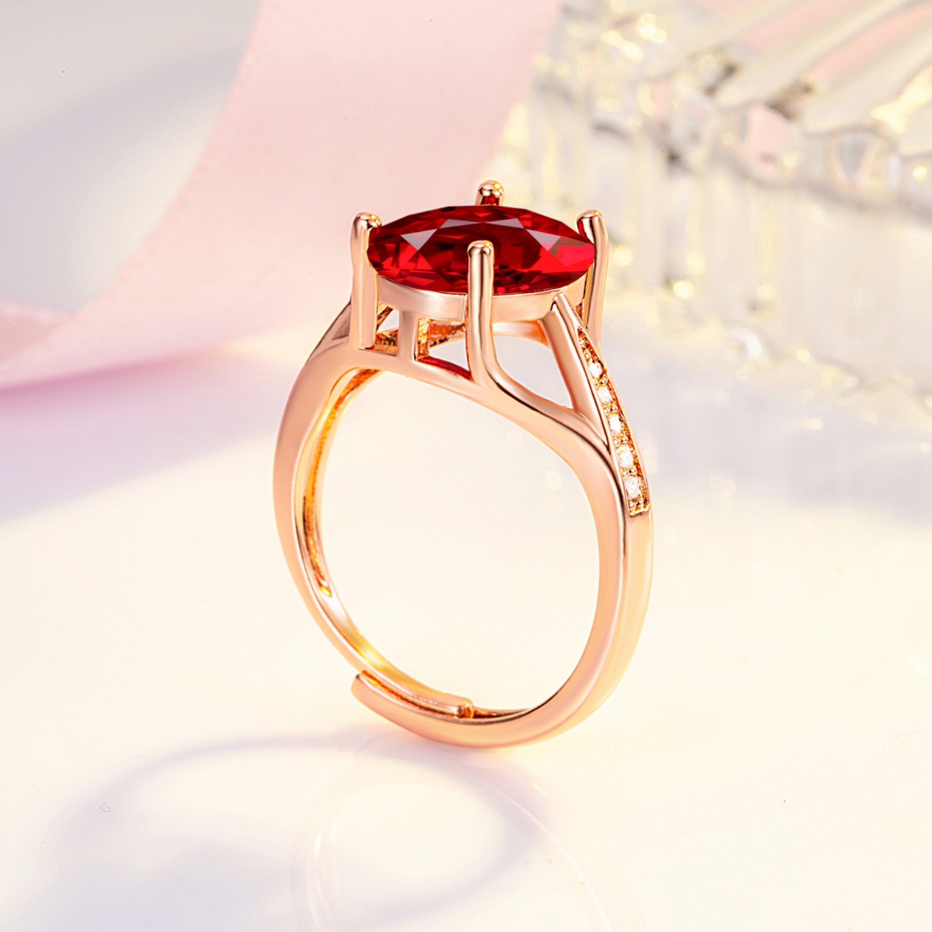 钻石之乡河南柘城河南人工钻石抖音直播简约斯里兰卡彩钻石榴石银