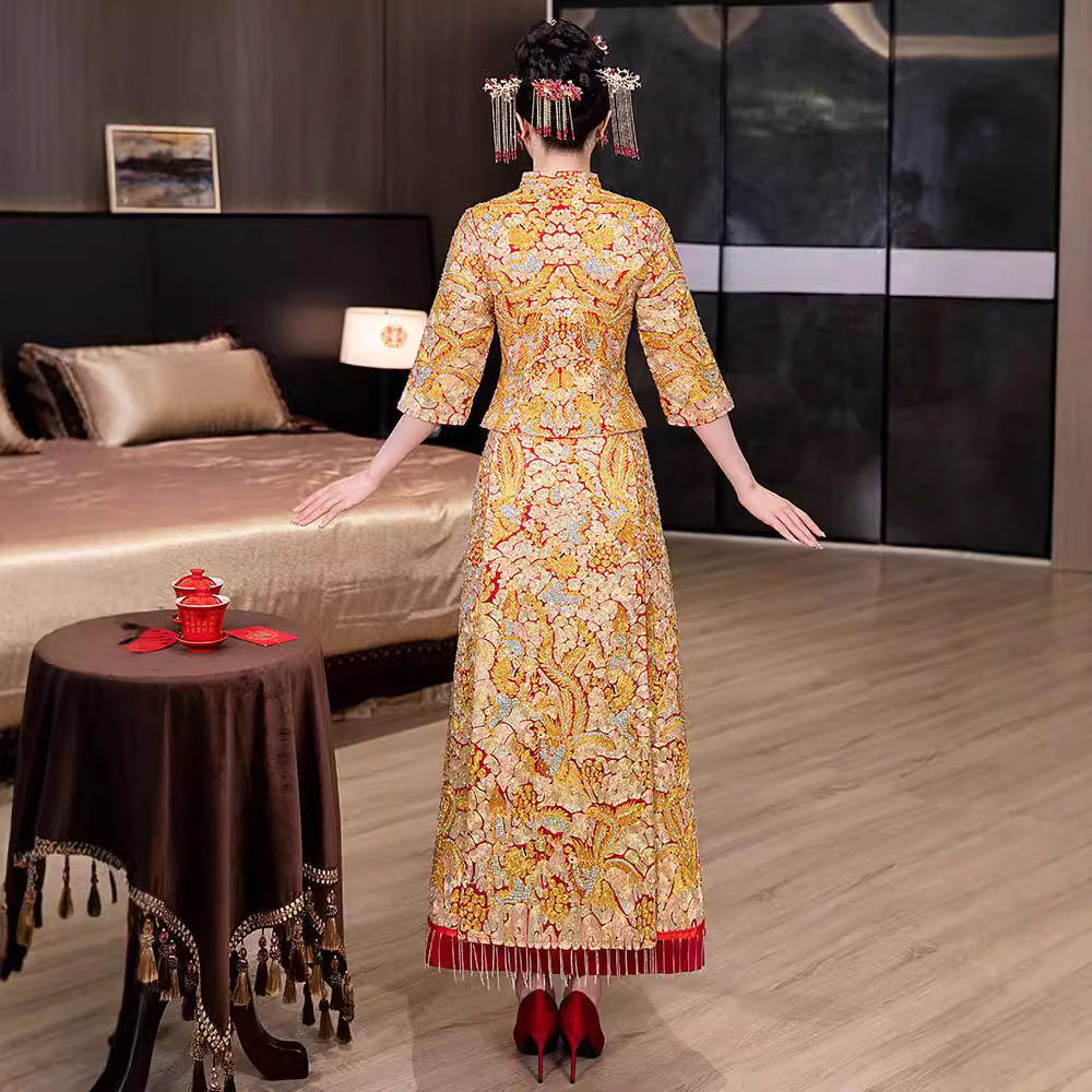 秀禾服新娘2026新款结婚中式礼服嫁衣秀和服修身龙凤褂大五a4859