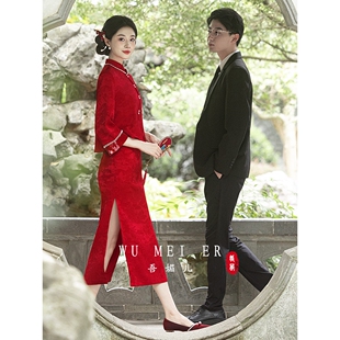 新中式红色旗袍2026新款订婚两件套新娘结婚敬酒服小个子出a4841