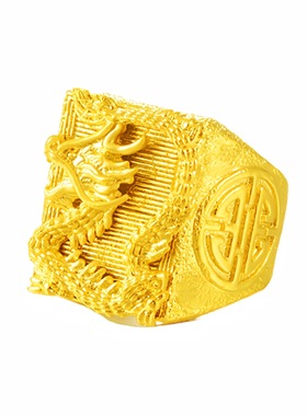 钻石之乡河南商丘男戒1:1镀金越南镀金高仿吉祥龙戒指印字黄a2459
