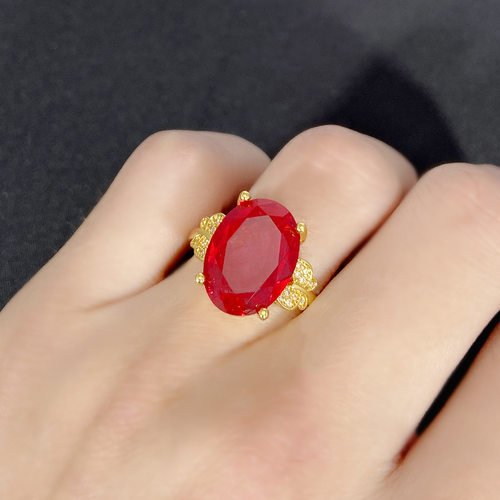 钻石之乡河南商丘网红直播同款感天然红宝石蝴蝶戒指 开口微a0102