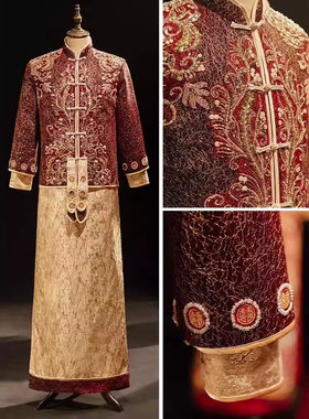 新郎秀禾服中式婚服结婚敬酒服男士礼服龙凤褂男装民族风唐a5156
