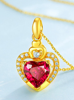 钻石之乡河南商丘浪漫镶钻永恒之心桃心吊坠 锁骨链红石锆石a0153