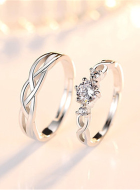 钻石之乡河南商丘韩版银品酌时光情侣对戒时尚镶锆石银戒指a2467