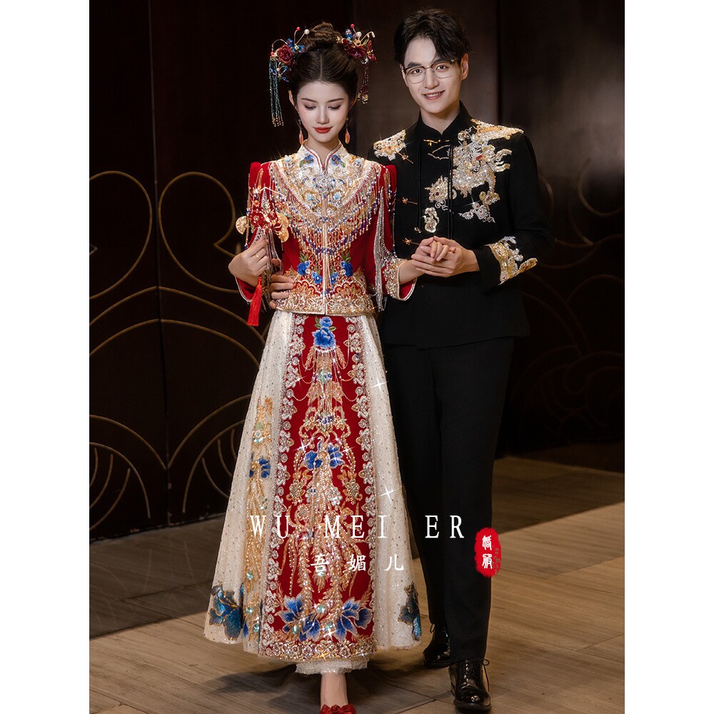 重工秀禾服新娘2025新款中式婚纱礼服结婚敬酒服高端显瘦秀a4302