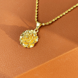 抖音爆款中国风锁骨链金莲盛开时尚百搭精美气质轻奢项链女Da3173