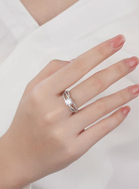 钻石之乡商丘钻石人工钻石三生三世S925纯银戒指女生求婚轻a2568