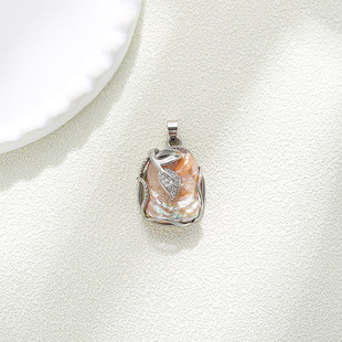 轻奢异形铜镀真金巴洛克珍珠吊坠叶子不规则百搭diy配件女饰a2650