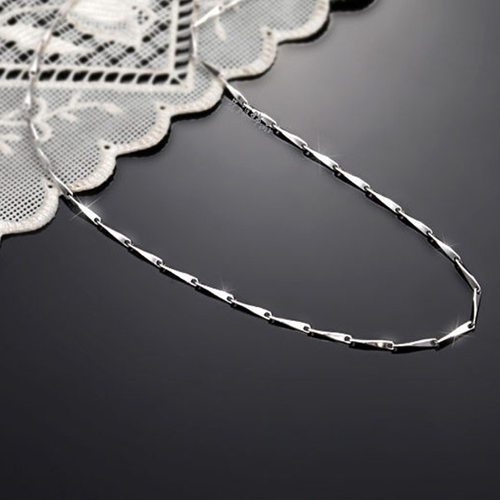 钻石之乡河南商丘瓜子状多尺寸银项链 镀铂金短款锁骨1M瓜子a2673