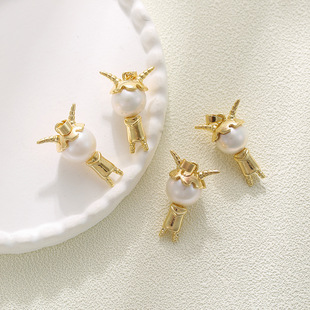 诸暨淡水珍珠吊坠铜镀真金百搭时尚diy饰品喜羊羊挂件配件厂a2692