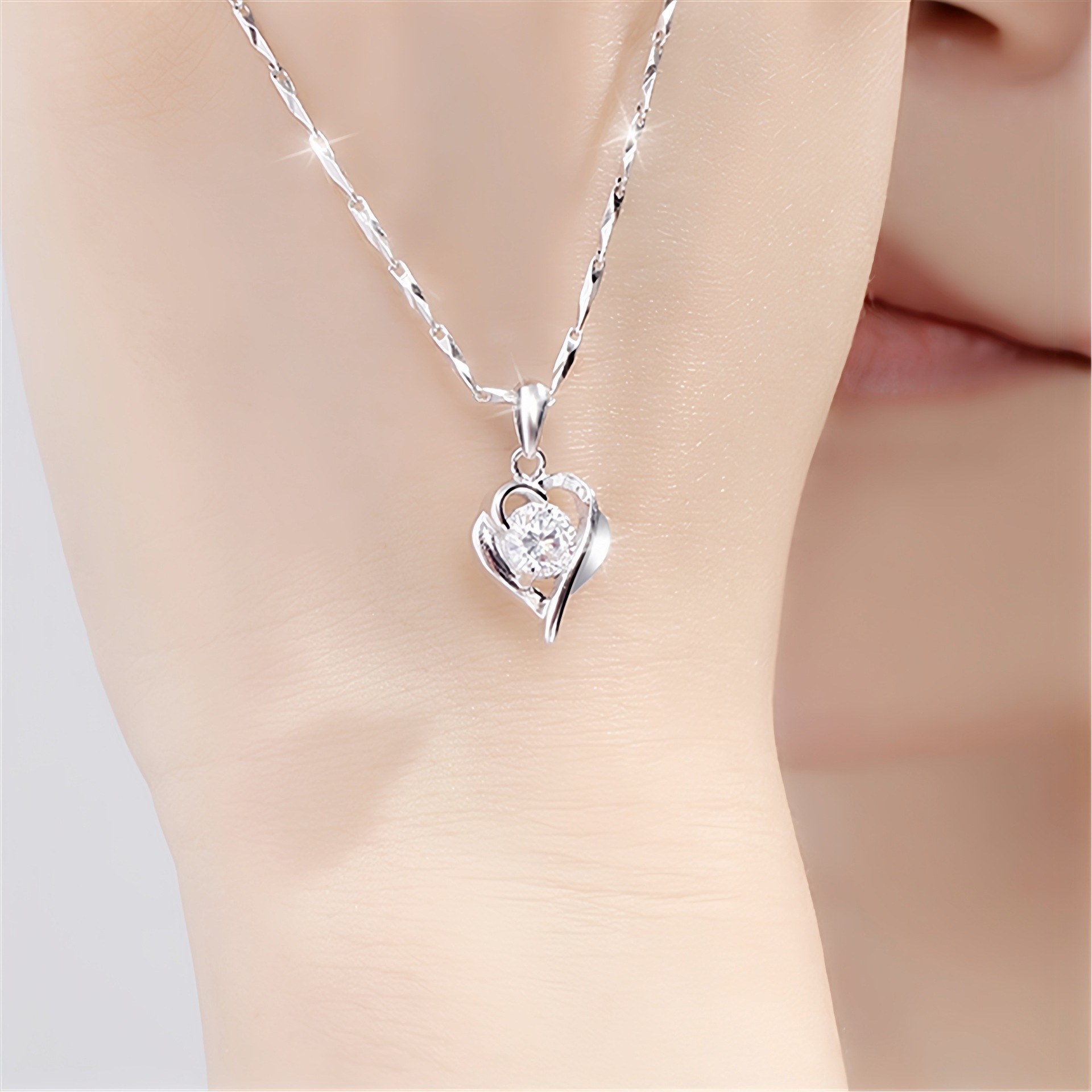 钻石之乡河南柘城河南人工钻石韩版新品银项链女简约学生森系气质