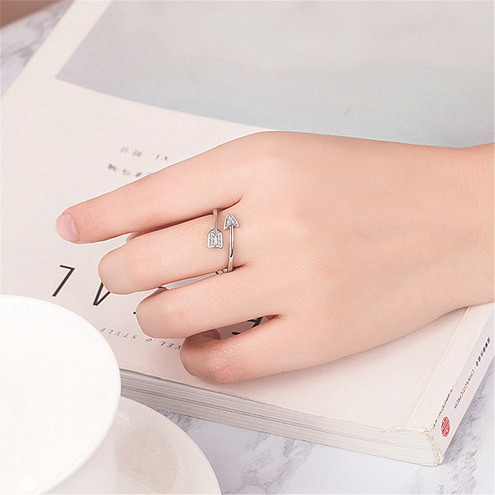 钻石之乡河南商丘镶钻箭头开口戒指 尾戒男女通用日韩时尚射a2587