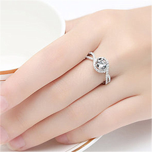 钻石之乡河南商丘开口镀铂金PT950六爪戒指 仿莫桑石钻戒扭a0028