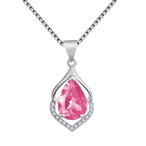 钻石之乡河南商丘热卖时尚银水滴形项链女 镶嵌天然紫水晶吊a0064