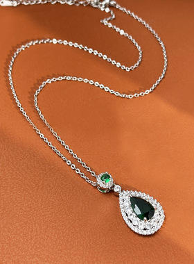 精致时尚绿色气质百搭法式水滴项链抖音快手热卖高级蛇骨链Da3174