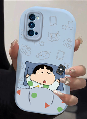 睡觉小新适用oppoReno4手机壳Reno4se新款oρporeno4pro可爱卡通创意全包防摔外壳opp0pp0ppo保护套男5G女