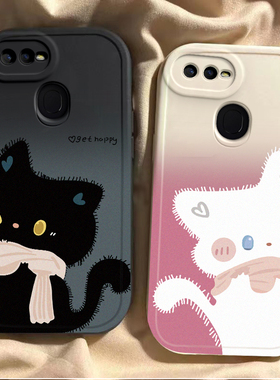 适用于OPPOA7X手机壳PBBM00外壳适用于OPPOa5新款PBAM00保护套硅胶全包防摔适用于oppoa7x磨砂男女卡通黑白猫