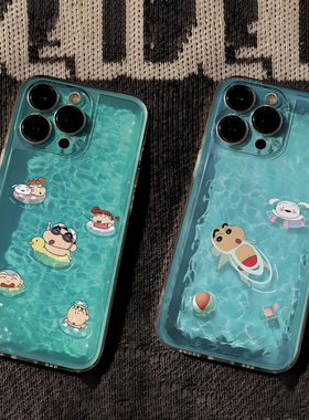 游泳小新适用vivoy3手机壳透明vivox70/50/90/80硅胶y77/76/51s防摔创意iQOOneo8/7/6/5卡通可爱10pro全包壳