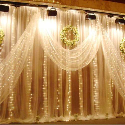 工厂LED铜线窗帘灯串2*3米插电遥控款少女感室内装饰氛围彩灯