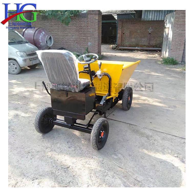 小型电动前翻斗车工建筑地用电动灰斗车四轮座驾式工程装卸车