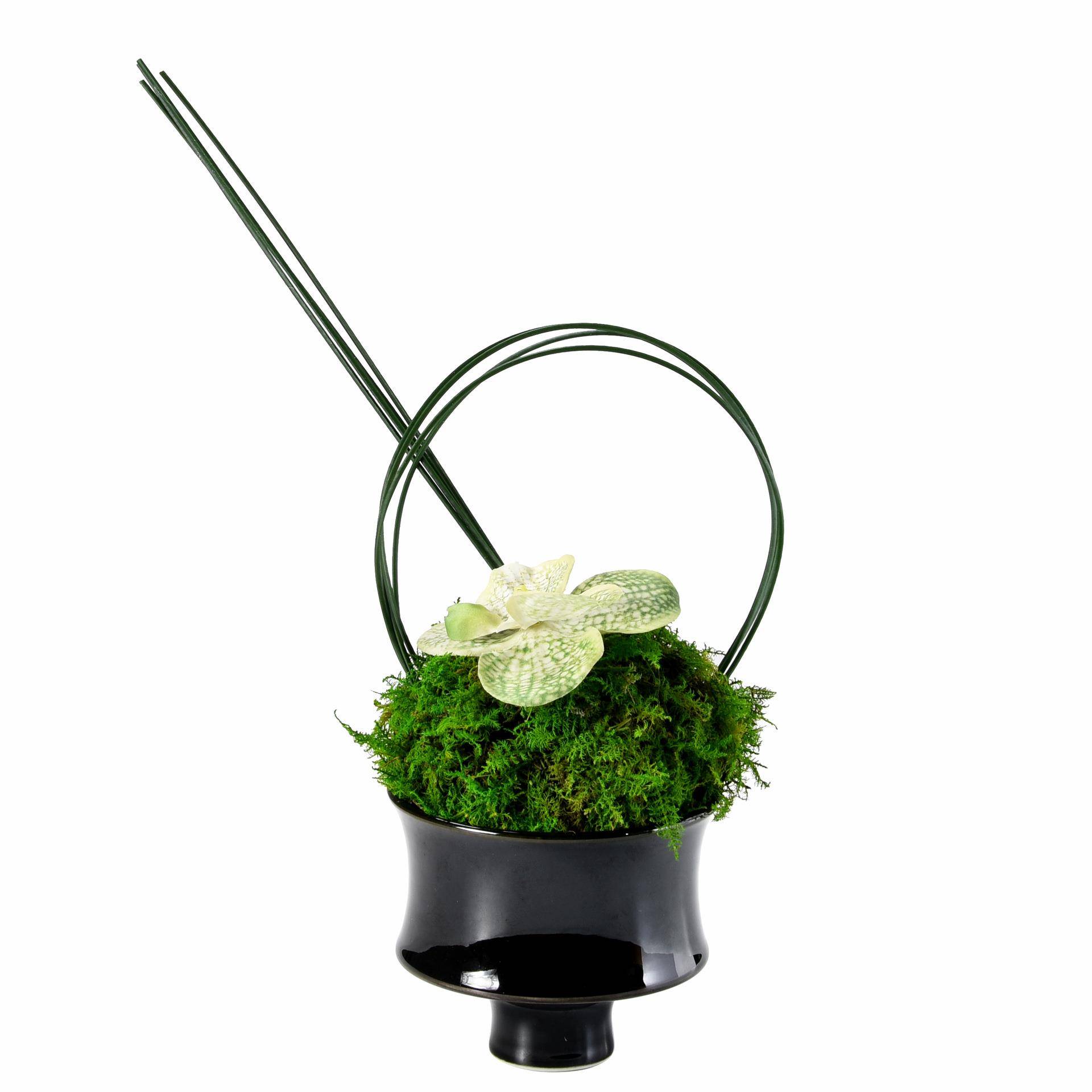 新中式现代轻奢高端手工瓷器大理石花器青苔插花盆栽软装搭配装饰