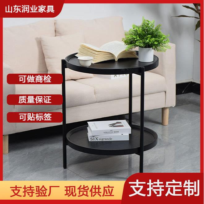 轻奢简约现代茶几圆桌子小户型黑色大浮雕高级感客厅沙发边几圆几