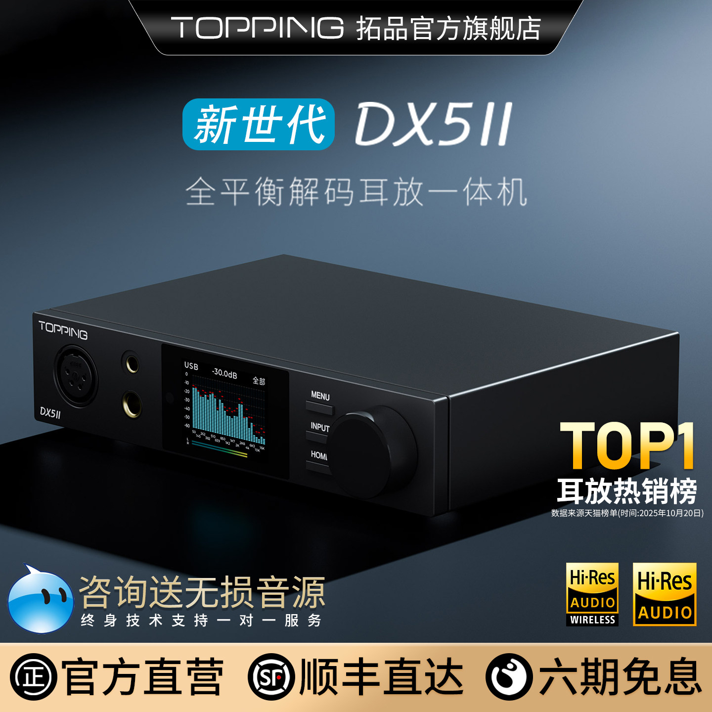 topping拓品DX5II解码耳放一体机全平衡hifi发烧音频DAC蓝牙2代二