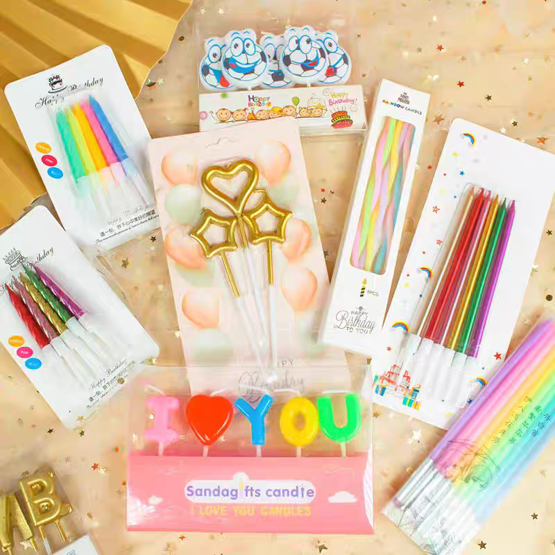 网红同款爱心形蜡烛生日蛋糕五角星星插件直镀漆棒筒浪漫装饰烘焙