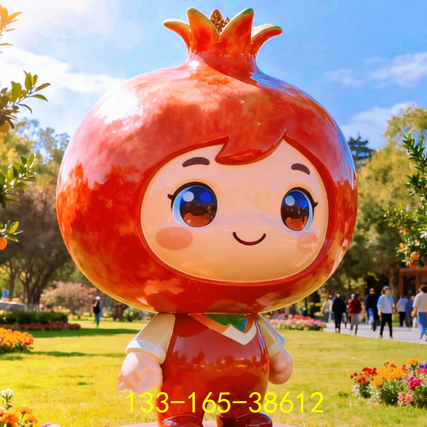 创意卡通水果模型玻璃钢石榴娃娃人偶雕塑定制文化公园石榴籽雕像