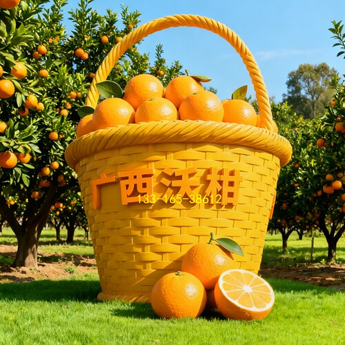 广西沃柑园招牌大型桔子水果篮模型雕塑定制砂糖橘表情包公仔雕像