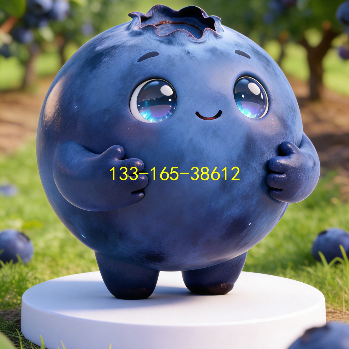 可爱蓝莓卡通灵精人偶玻璃钢雕塑定制旅游区门口指路大型西梅公仔