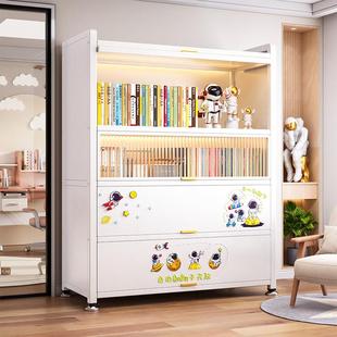 家用钢制书柜带门儿童书架客厅储物收纳柜展示柜铁艺防尘置物架子