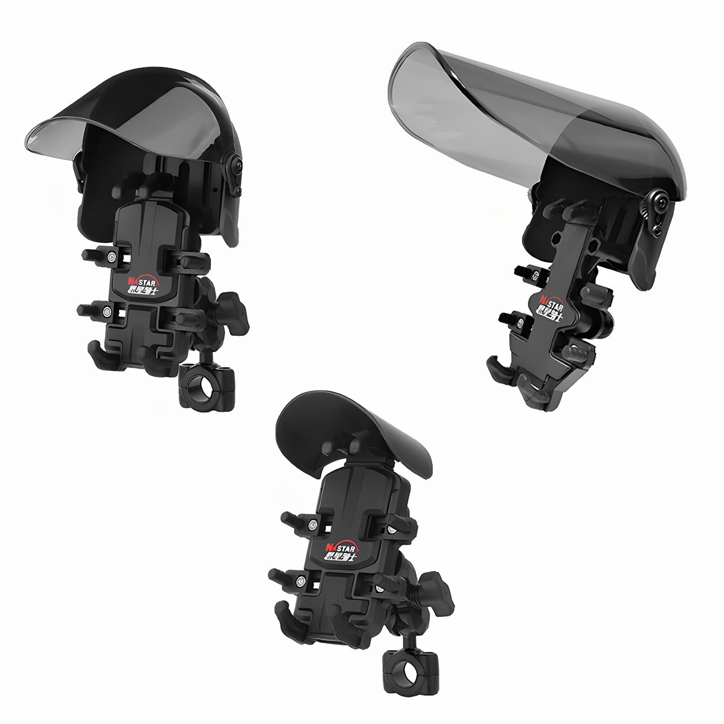 摩托车防晒防雨减震手机支架电动车遮阳头盔帽伞无线快充导航支架