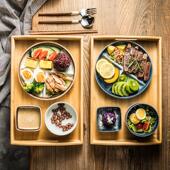 减脂餐盘一人食餐具带托 托盘早餐盘分格盘家用陶瓷盘子减肥餐盘